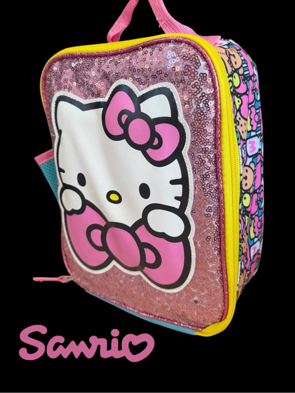 Adorable NWT Sanrio Hello Kitty Pink Sequin Lunch Bag